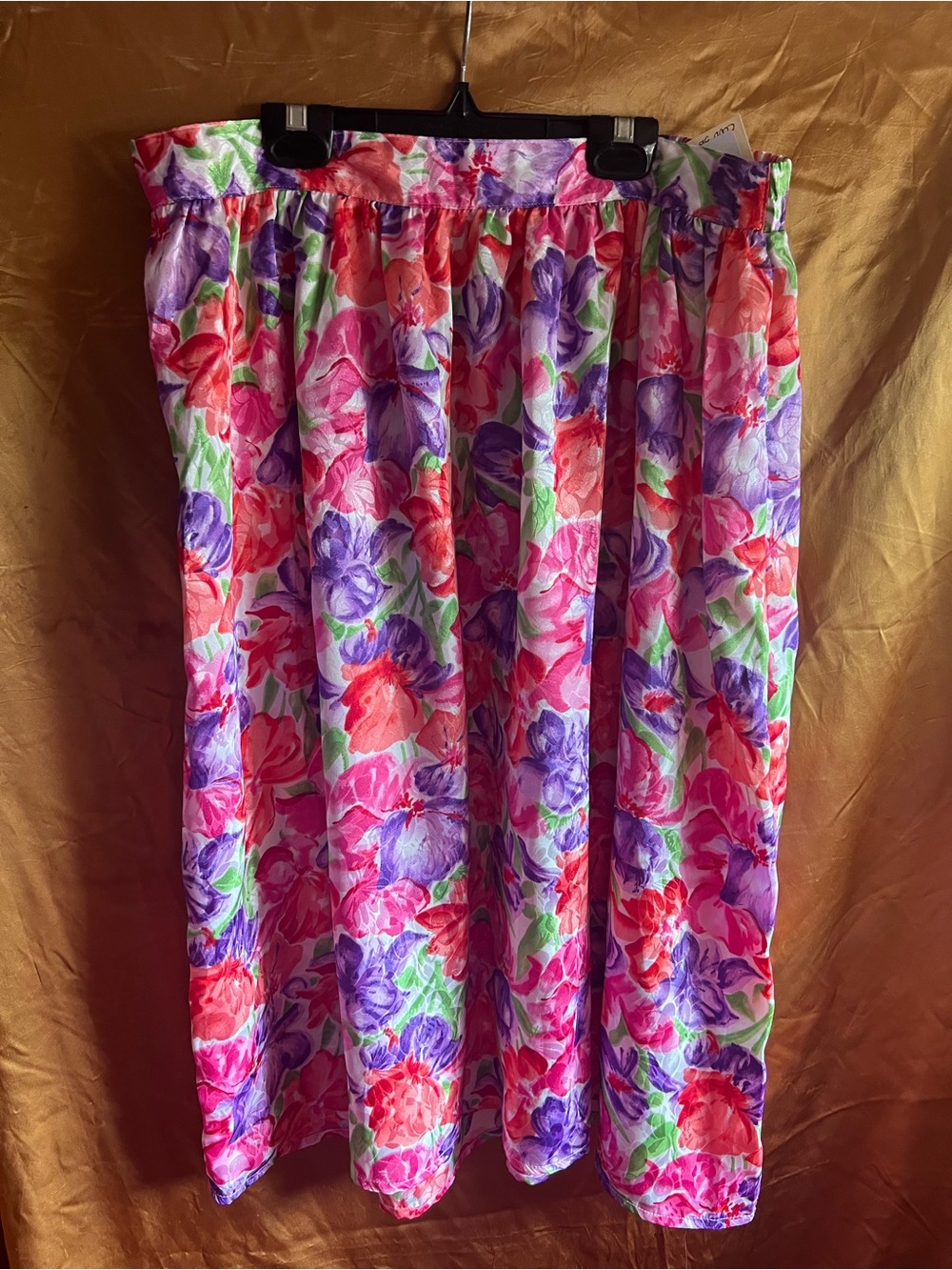 Vintage Gianni Floral Midi Skirt - Pink & Purple Floral
